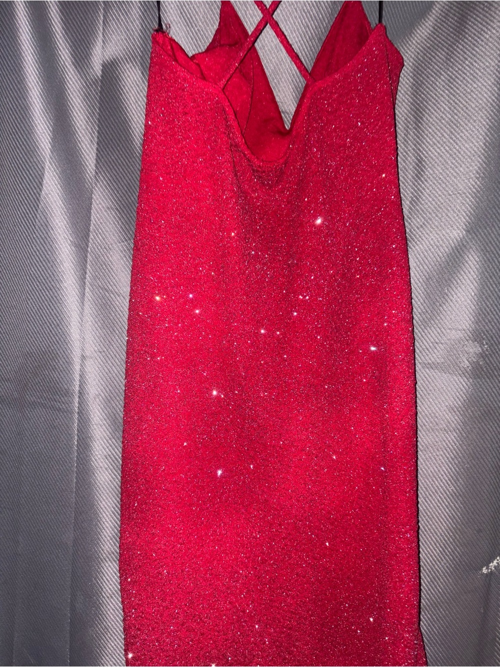Windsor Sparkling Red Mini Slip Dress with Crisscross Straps